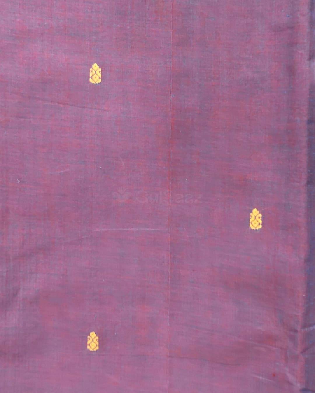 Dual-Tone Purple Chettinad Cotton Saree with Mustard Temple Zari Border – view 3