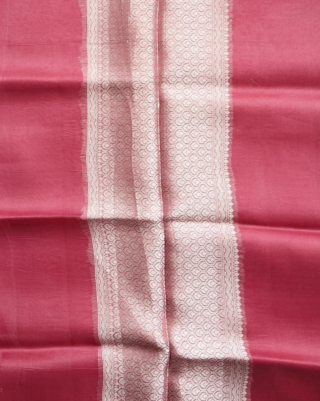 Dusty Rose Handloom Kora Silk Saree – view 4