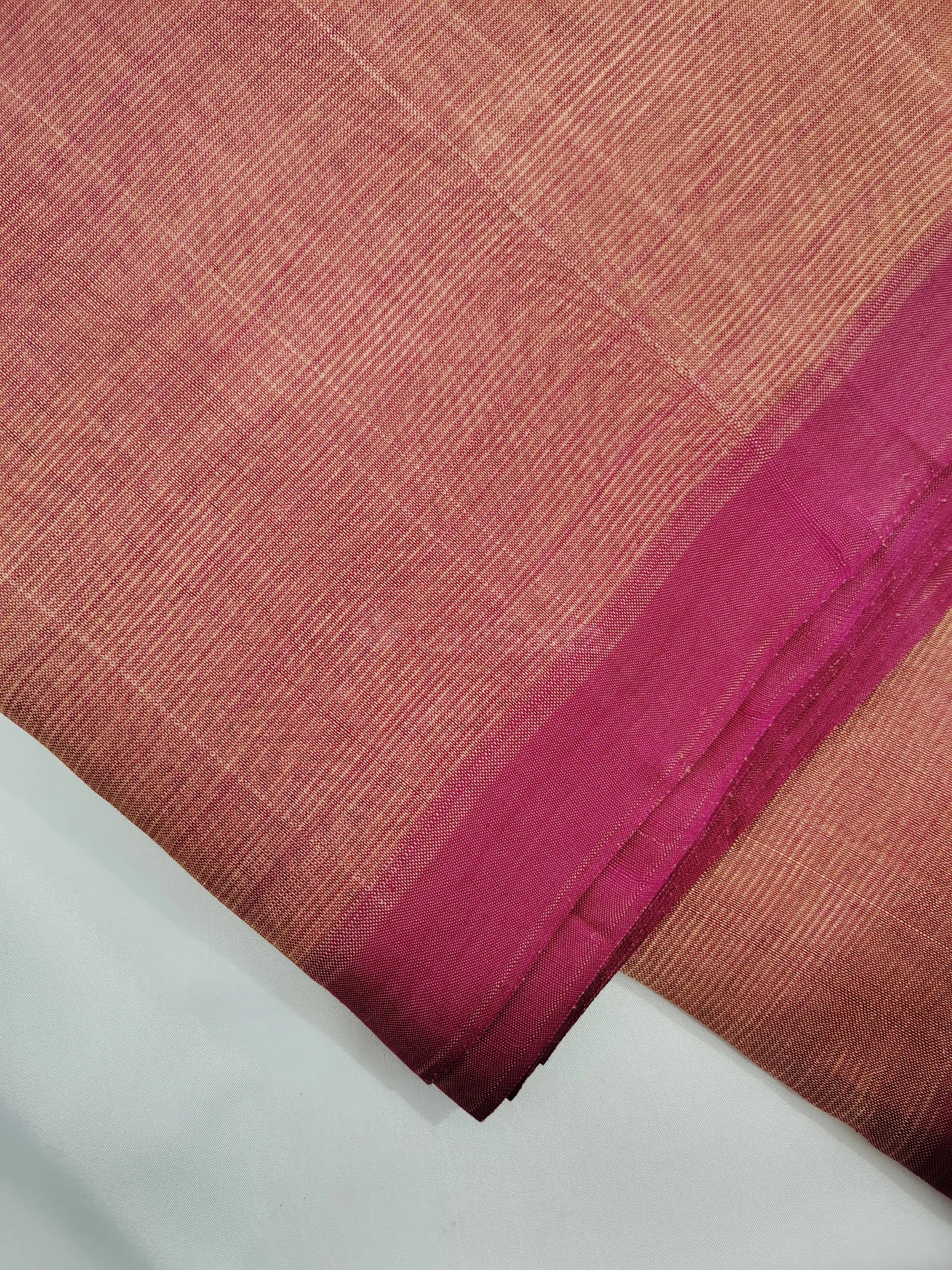 Handwoven Onion Pink Mangalagiri Silk Cotton Plain Pattu Saree – view 3