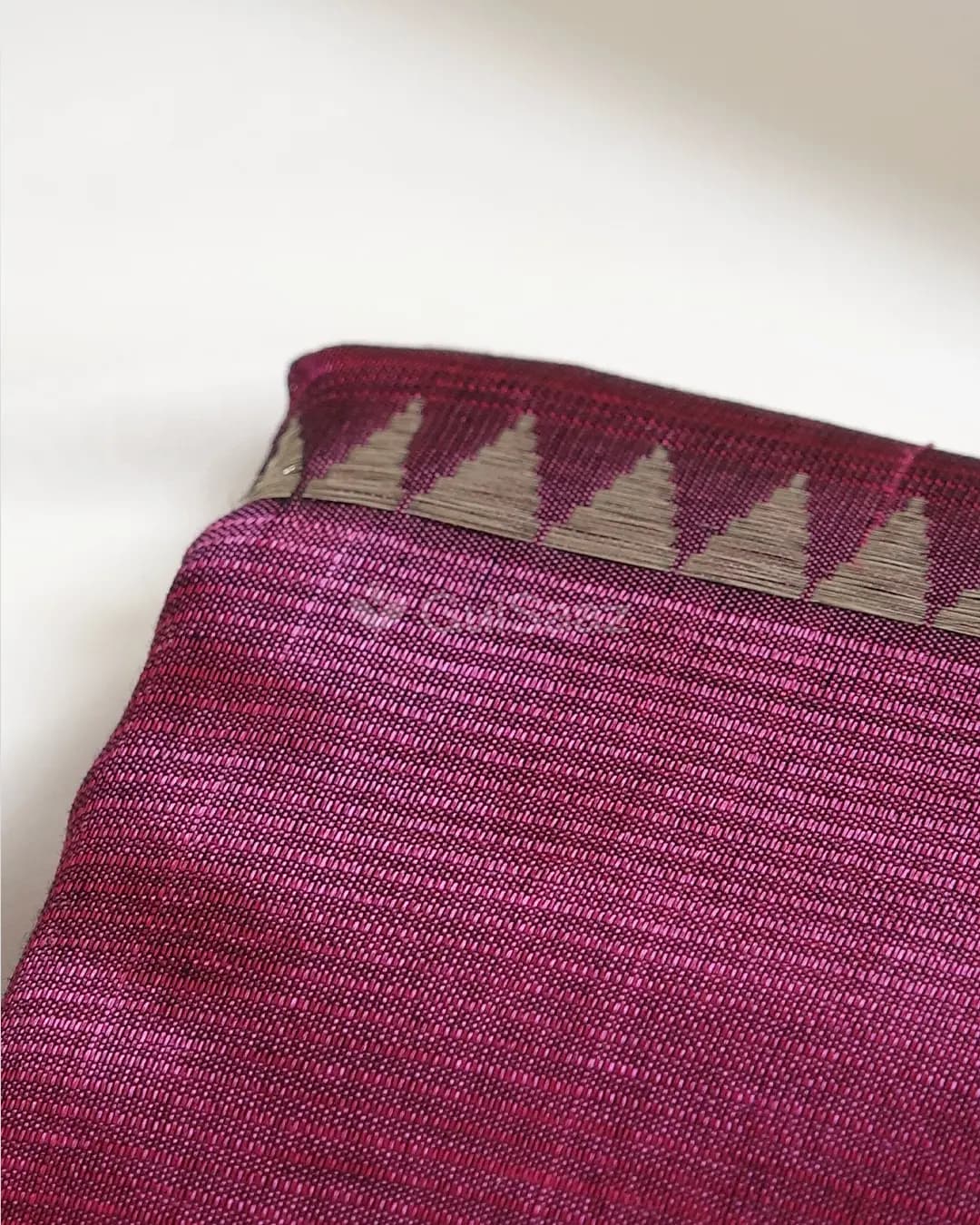 Handwoven Wine Mangalagiri Silk Cotton With Gap Border  – view 3