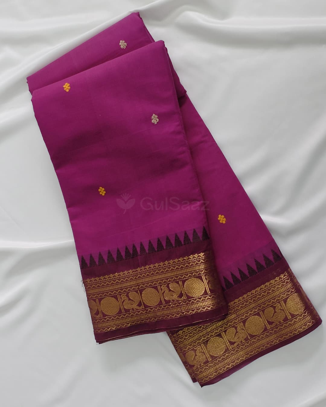 Magenta Handwoven Chettinad Cotton Saree  – view 3