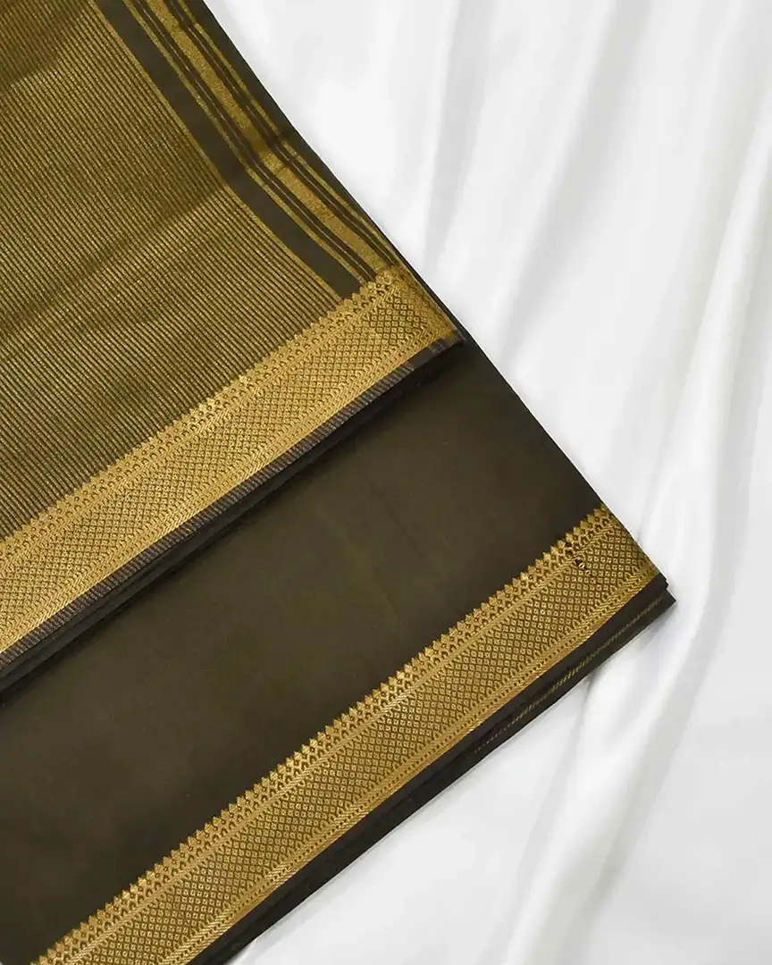 Olive Gold Mangalagiri Cotton Saree – view 2
