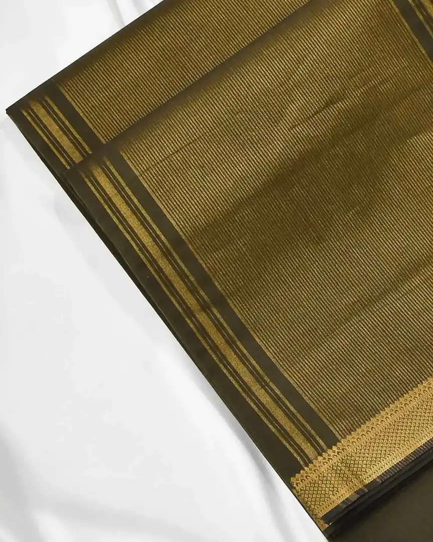 Olive Gold Mangalagiri Cotton Saree – view 3