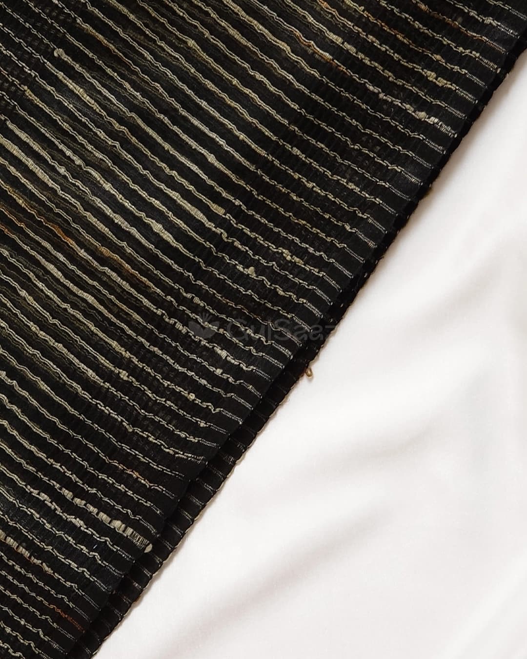 Vintage Charcoal Ghicha Silk Saree – view 3