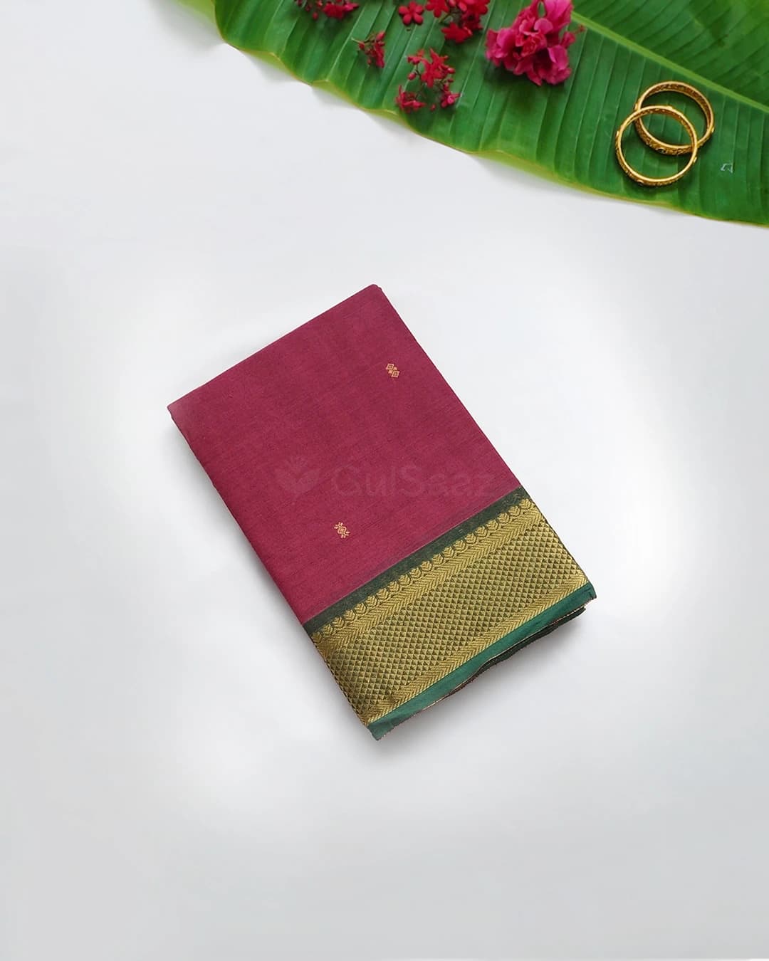 Deep magenta Handloom Chettinad Cotton Saree